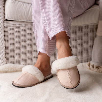 Mule | Ballet Pink | Leather | Wool Collar