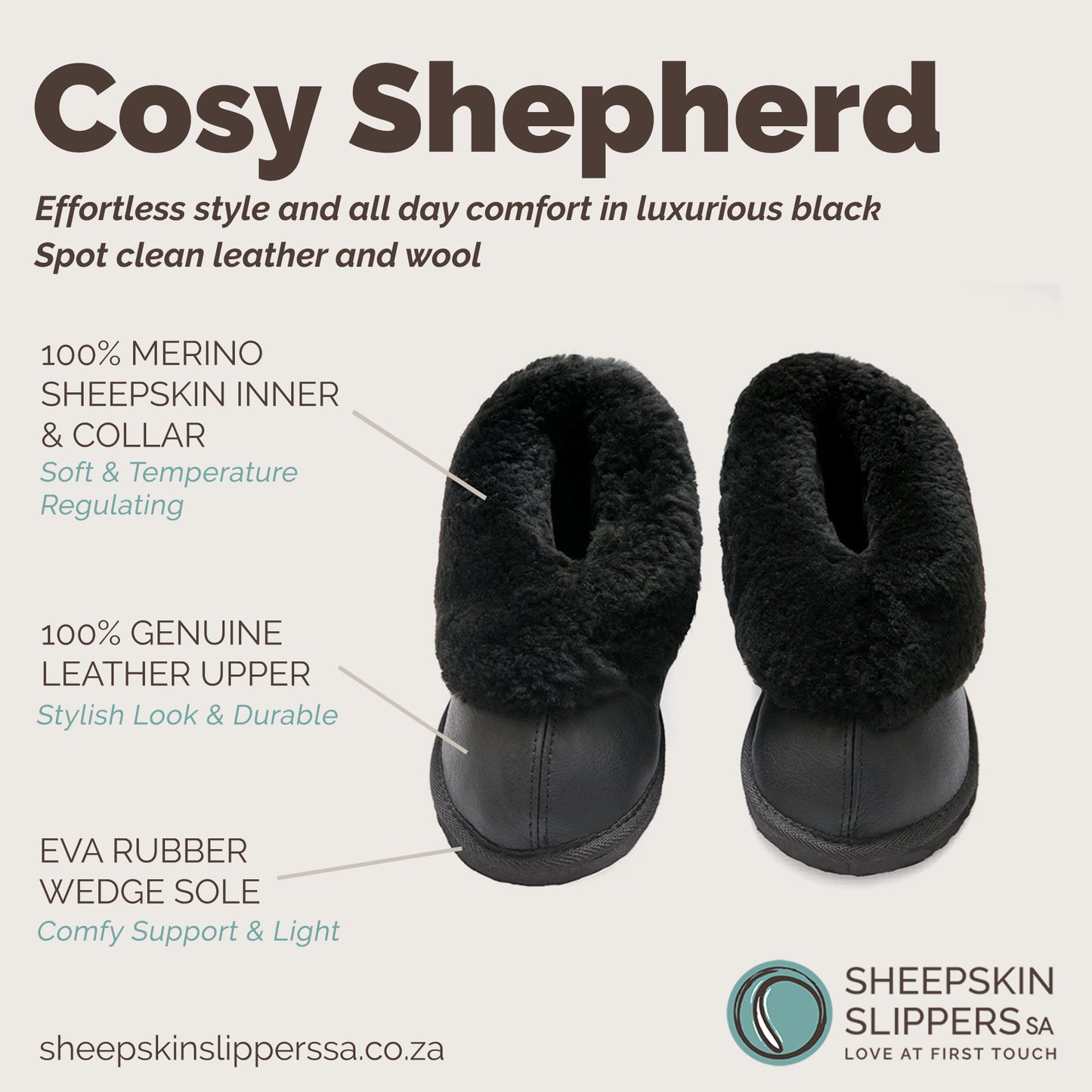 Cosy Shepherd | Black | Leather