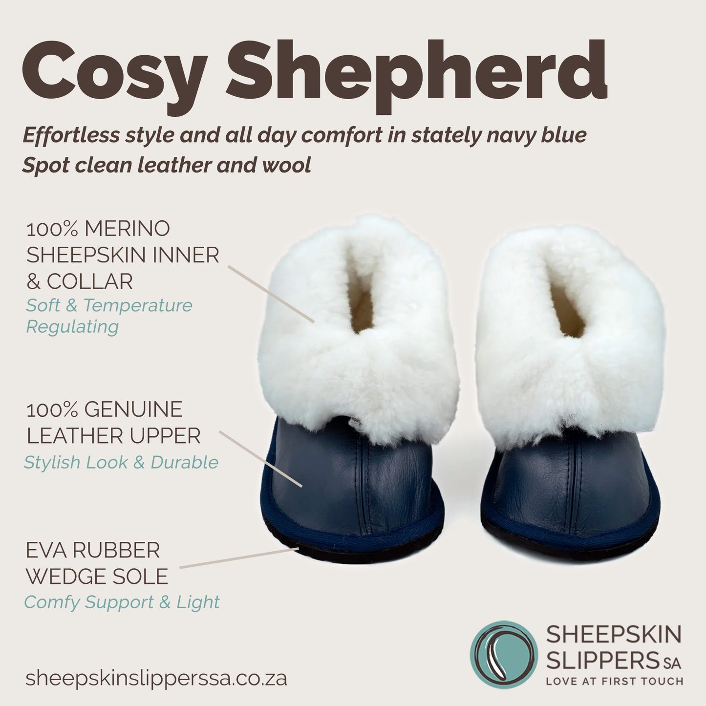 Cosy Shepherd | Navy Blue | Leather