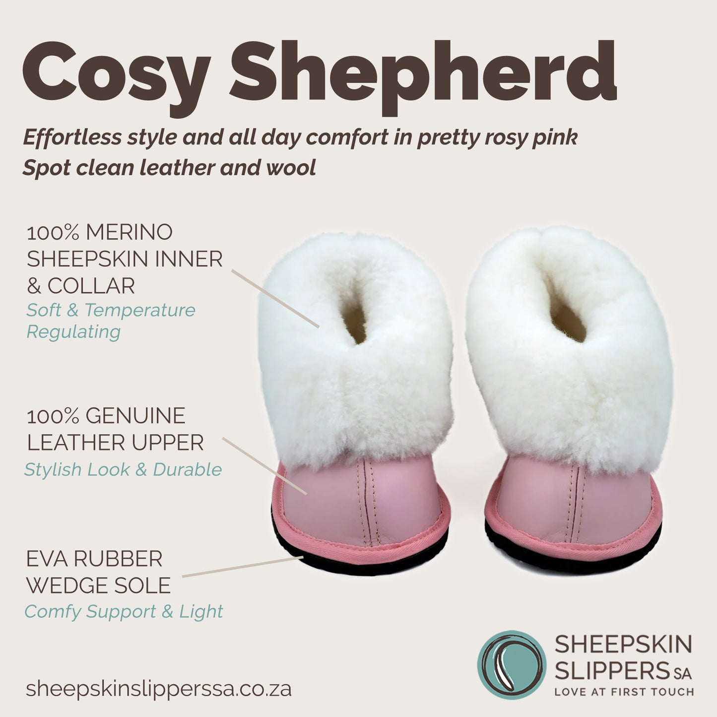 Cosy Shepherd | Rosy Pink | Leather