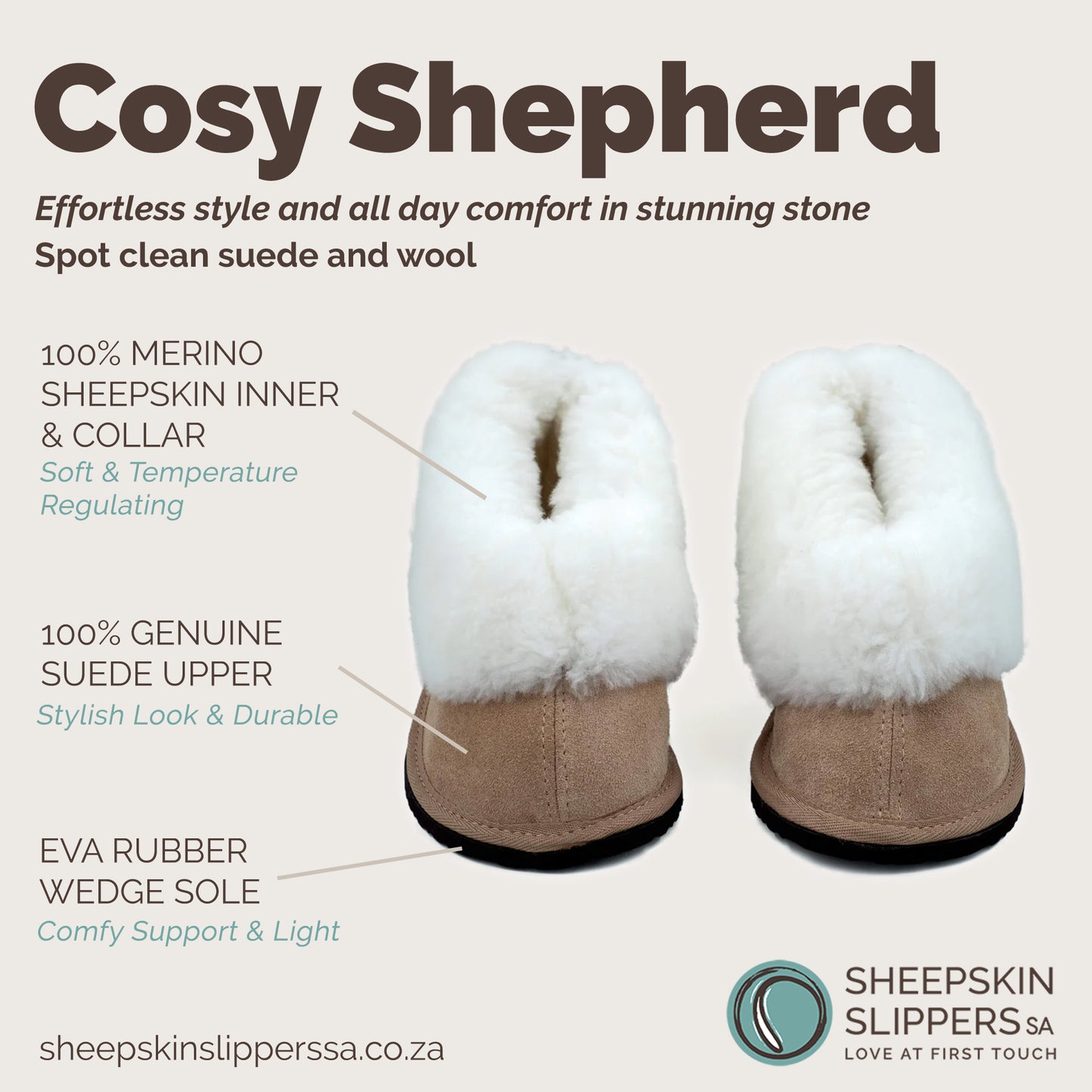 Cosy Shepherd | Stone | Suede