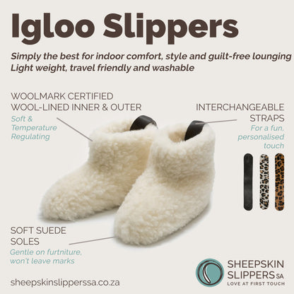 High Igloo Strap Slippers | Cream | Wool Lining