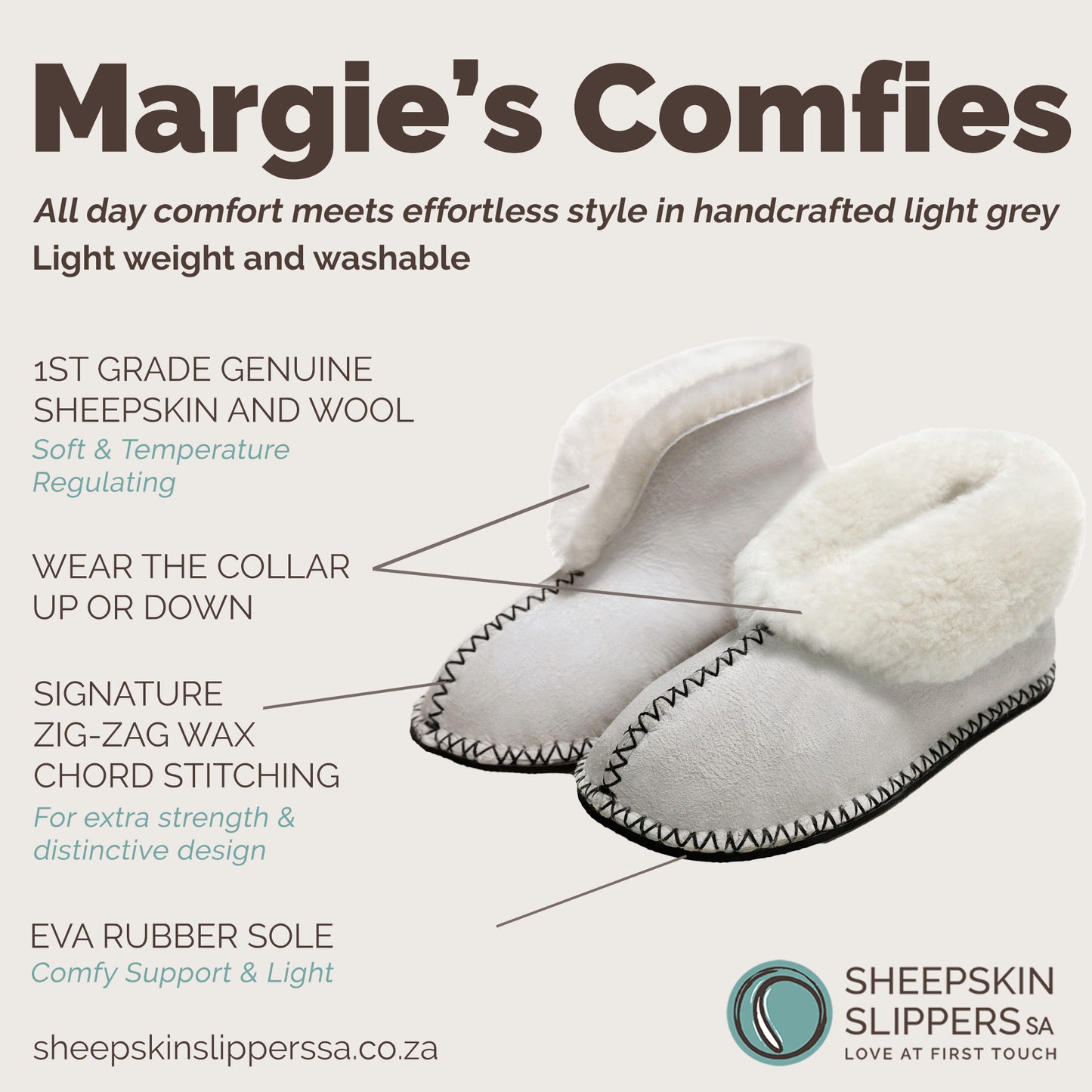 Margie's Comfies | Light Grey | Handcrafted